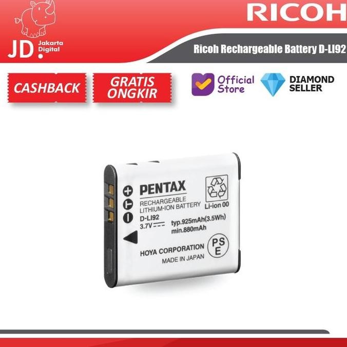 Ricoh Rechargeable Battery D-Li92 - Pentax D-Li92 Battery Wg80/Wg70