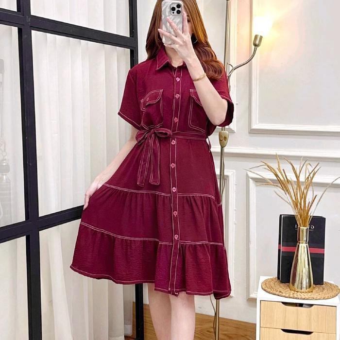 Dd Kimmy Midi Dress Tali Dress Crinkle Bumil Busui Friendly