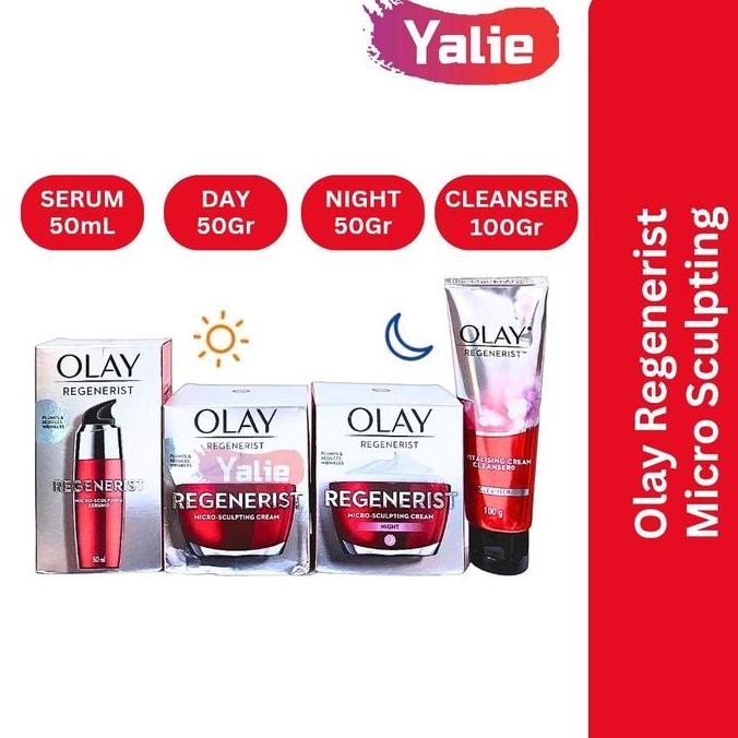 TERBARU - OLAY Regenerist Micro Sculpting Day Cream 50gr/Night Cream 50gr/Serum 50ml/Facial Cleanser