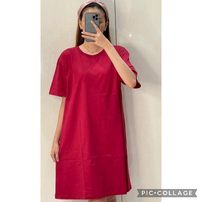 Dd Dress Wanita Polos / Midi Dress / Dress Katun Lengan Pendek