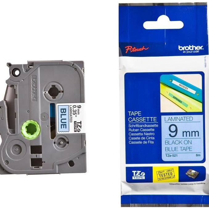 

NEW Brother Label Tape TZE 521 - 9mm Black on Blue Brother Label Printer