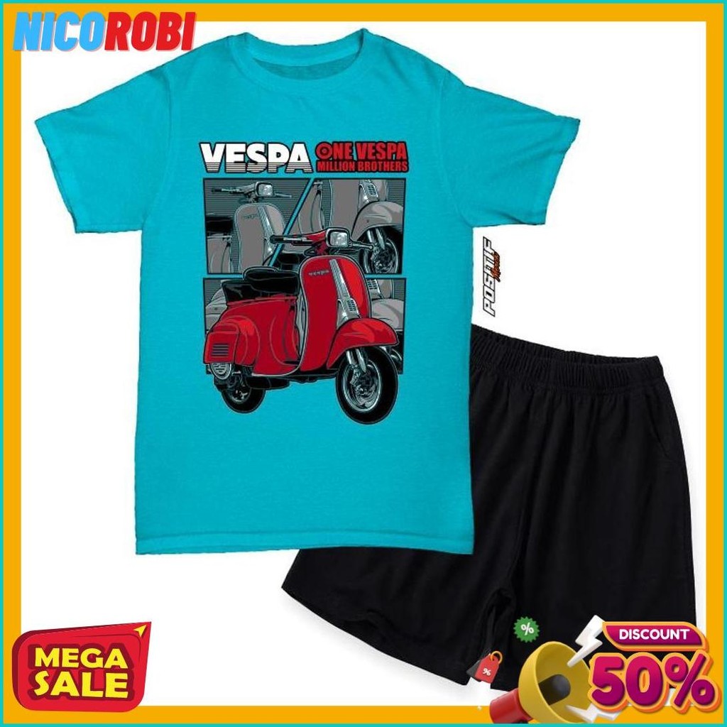 Positif Merch - Baju Kaos Setelan Anak Motor Vespa Laki Perempuan Diskon