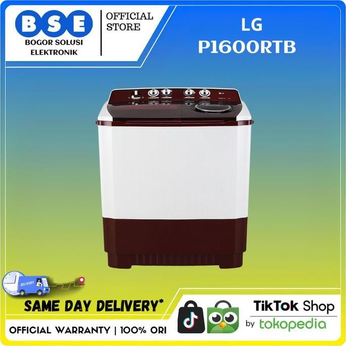 BEBAS ONGKIR - LG MESIN CUCI 2 TABUNG P1600RTB 16 Kg LG P1600RTB MESIN CUCI 2 TABUNG