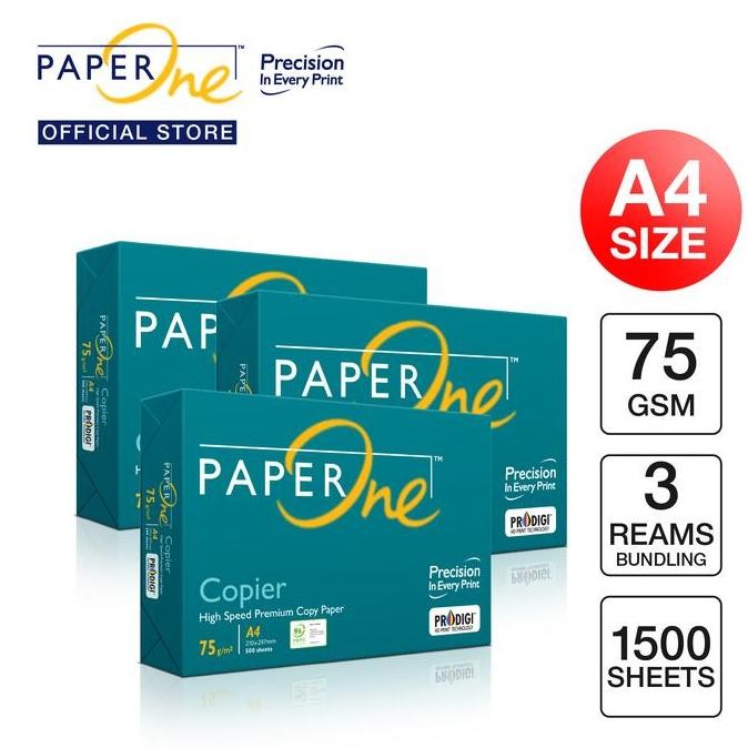

TERBARU - PaperOne Kertas A4 75gr Copier 3 Rim (1500 lembar) Kertas HVS
