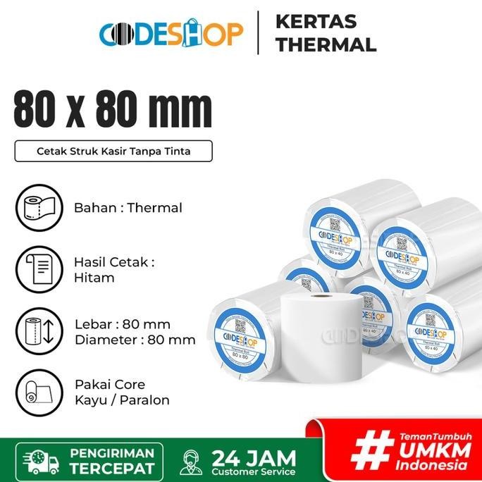 

TERLARIS - 1 SLOP Kertas Kasir Printer Kertas Thermal CODESHOP 80X80 isi 10roll