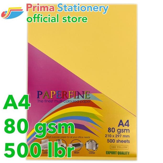 

NEW Paperfine Kertas HVS Warna A4 IT 160 Yellow Rim isi 500 lbr [TC]