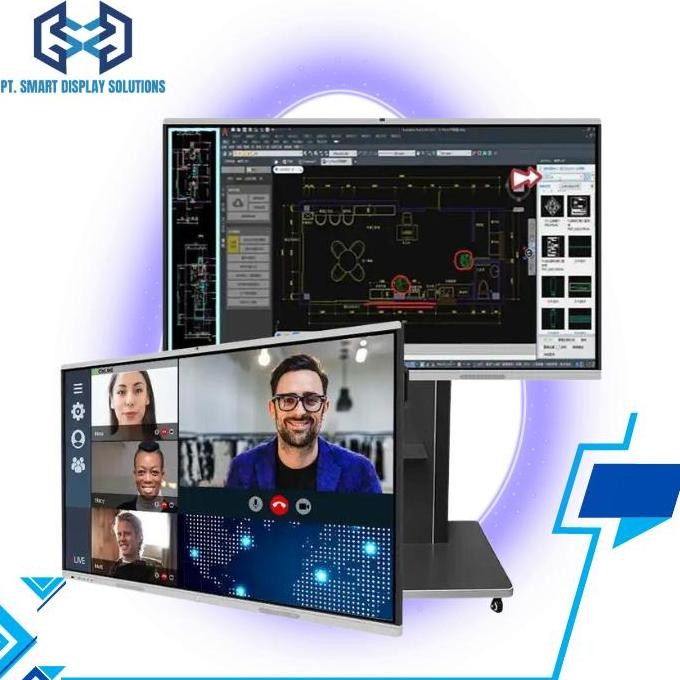 

Interactive Whiteboard 98" Touchscreen Untuk Kantor Sekolah Meeting Room Double Os Android Dan Windows Core I7 Atau Core I5 8Gb 258Gb Ssd