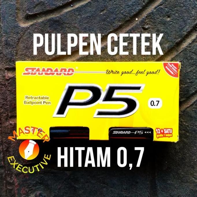 

Standard P5 Black / Hitam Ballpoint 0.7 Mm / Bolpen Cetak Cetek