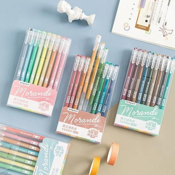 

9Pcs Morandi Languo Bolpen Set Glitter Fancy Lucu Warna Warni Ball