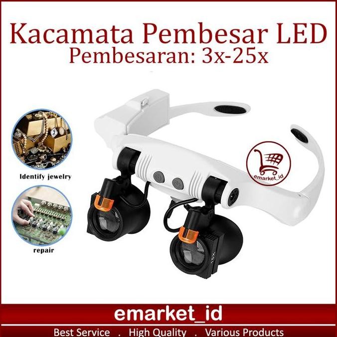 

Kacamata Pembesar Led 3X-25X Ag22 / Jam Lampu Reparasi Servis Service