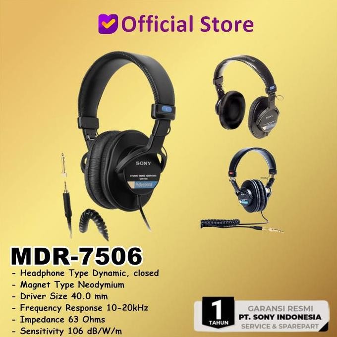Sony Mdr-7506 Mdr7506 Mdr 7506 Stereo Professional Headphones Headset
