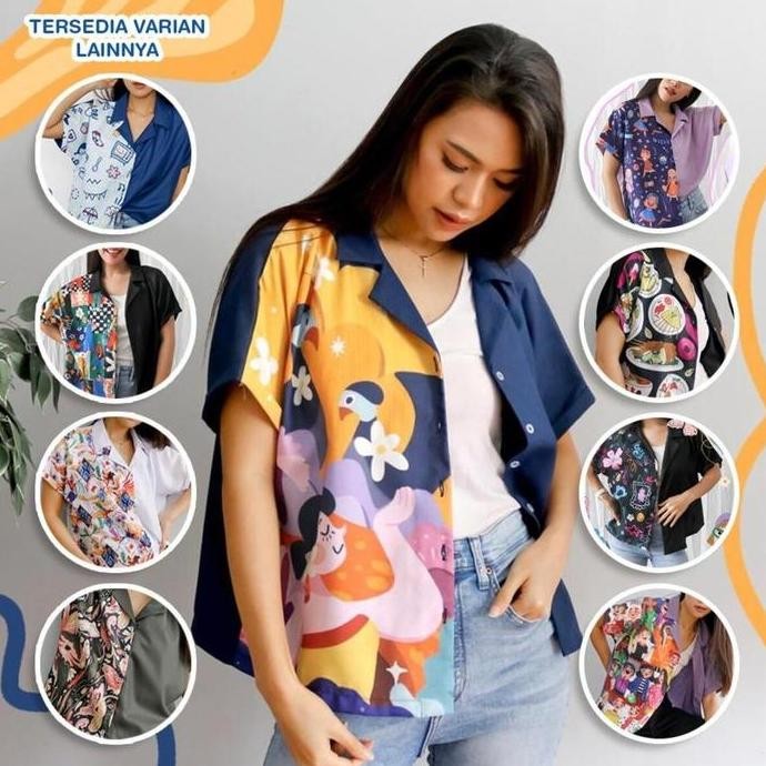 SOVLO Kemeja Oversized Avery - Atasan Wanita Motif Printing BS