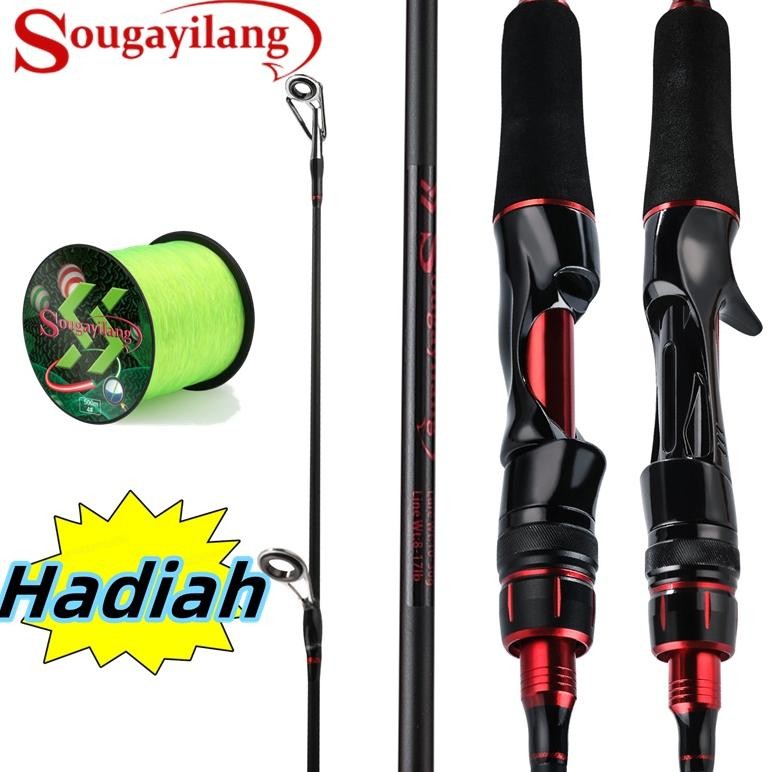 Sougayilang Joran Pancing Carbon Sutet 2 Bagian Tongkat Pancing Putar/Casting UL Power 1.8M/2.1M Unt