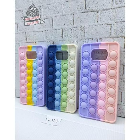 Baru Silicone Case Pop It Poco X3 X3 Pro Stress Relief Rainbow Case