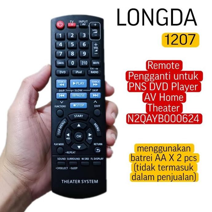 LONGDA 1207 Remote Pengganti untuk Panasonic DVD Player AV Home Theater N2QAYB000624