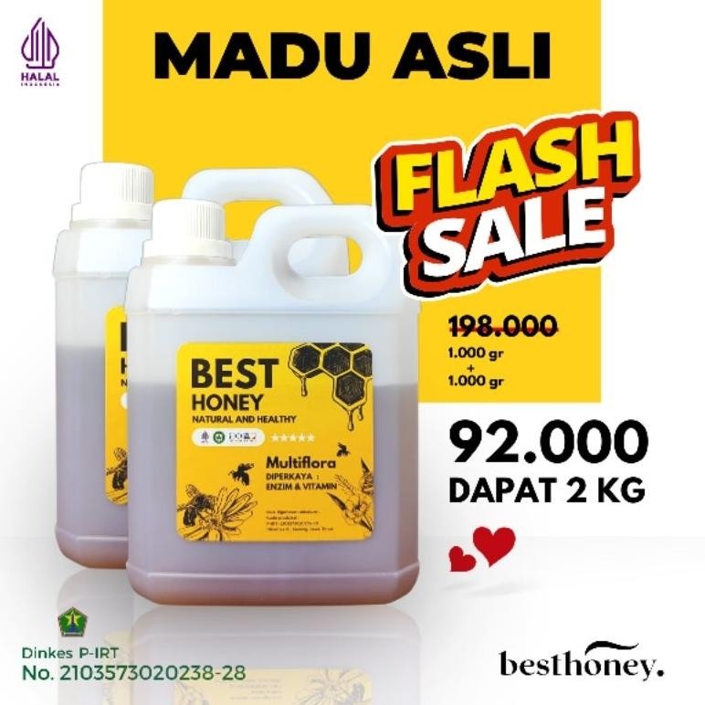 

(Terbaru) Best Honey Madu Asli Paket Bundling Madu Multiflora 1kg (2pcs) (Terlaris)