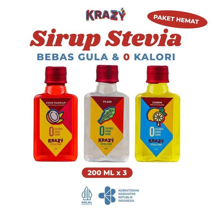 

Baru Paket Hemat 3 Botol Krazy Stevia Sirup 200ml Pemanis Alami Rendah Kalori