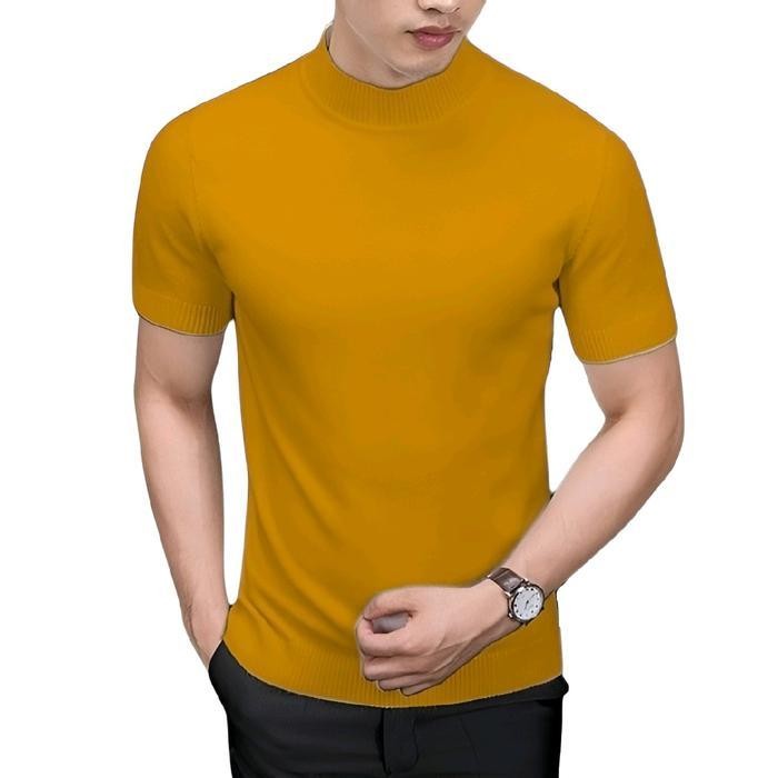 Ysn Kaos Rib Turtleneck Lengan Pendek Premium / Kaos Rib Hightneck / Kaos Rib Kerah Tinggi / Kaos Po