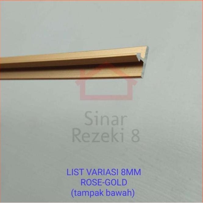 List Variasi 8 mm Rose GOLD Lis T Aluminium Edging Penutup Celah Strip