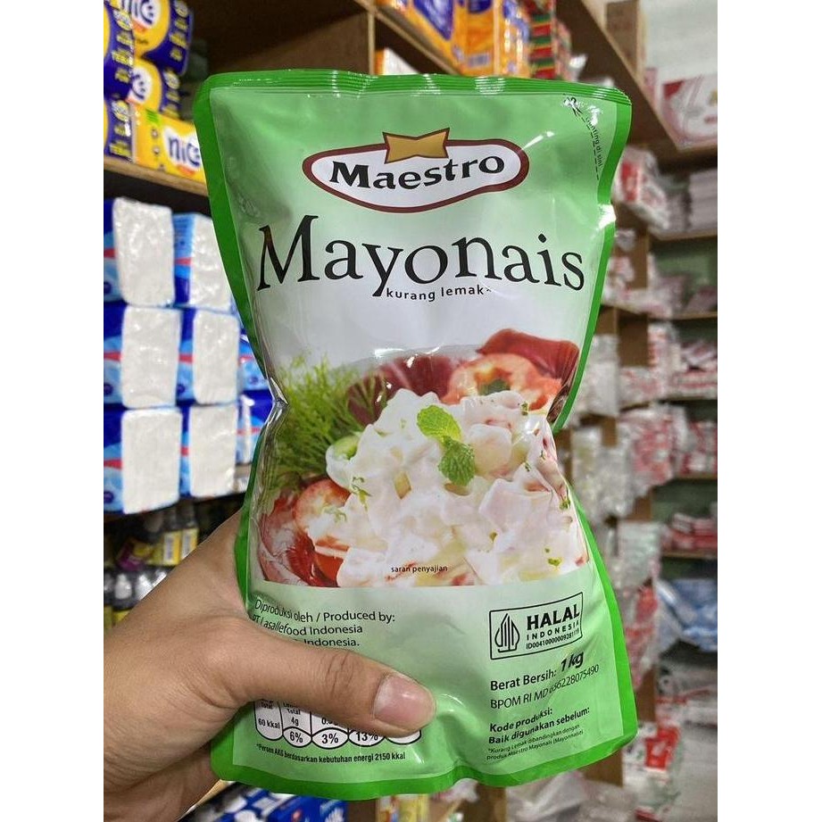 

Tersedia Maestro Mayonnaise Pouch 1 Kg Saus Mayo Original Halal