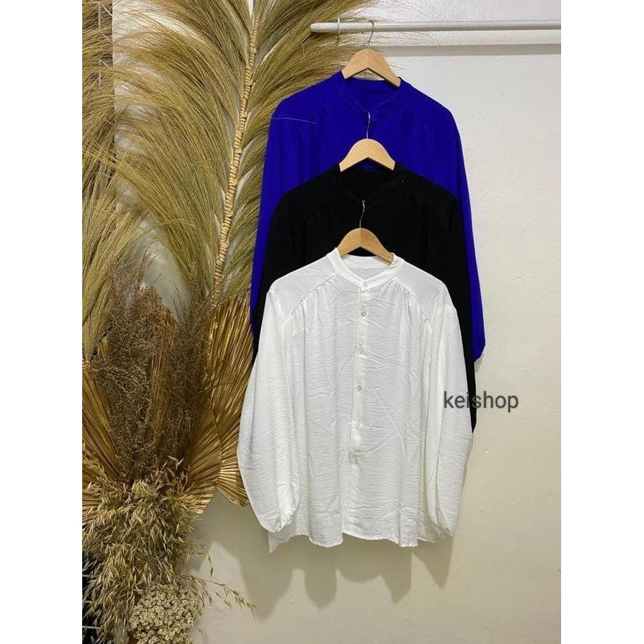 (Allthebest) Keishop- Alina Blouse Crincle Wanita Crinkle Atasan Fit Panjang Baju