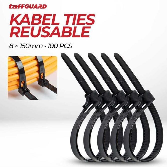 

Diskon! Kabel Ties Reusable Buka Pasang 8x200mm Isi 100pcs - Serbaguna