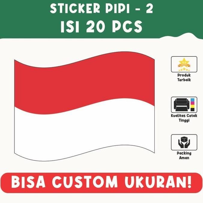 

(Allthebest) Sticker Bendera Pipi INDONESIA Kemerdekaan 17 Agustus Agustusan isi 20PCS Desain Nasionalis, Material Berkualitas