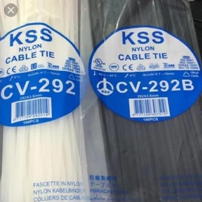 

Diskon! Kabel Ties KSS CV-292 29cm 3.6mm Nylon Cable Tie Original Warna Hitam/Putih
