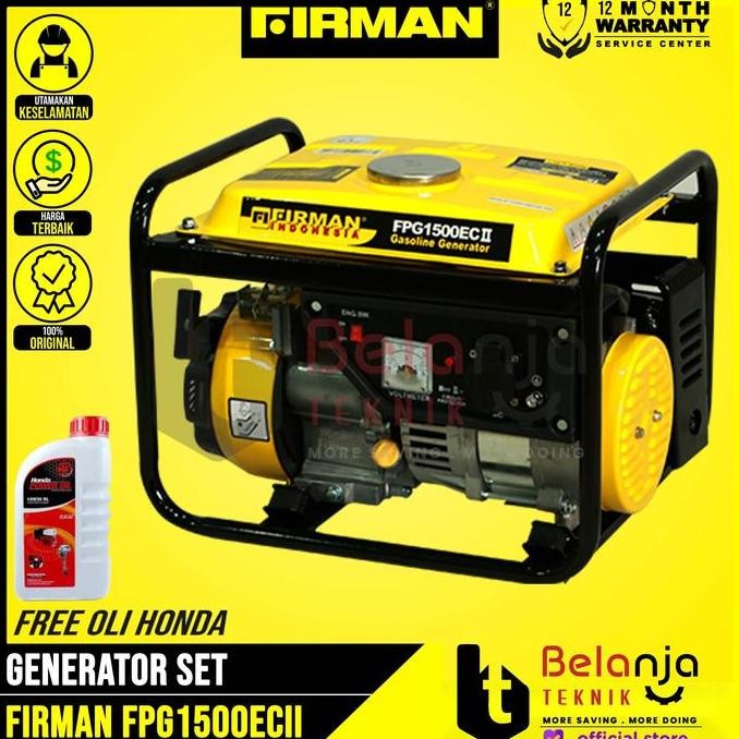 FIRMAN GENSET BENSIN FPG 1500 EC II 850 WATT GENERATOR SET FPG1500 ORIGINAL DAN TERPERCAYA