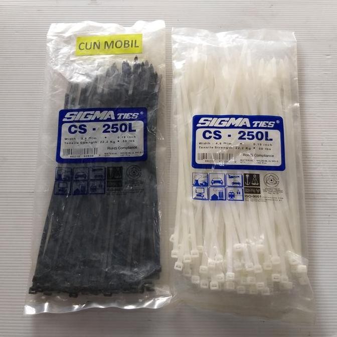 

Diskon! Kabel Ties SIGMA CS-250L 25cm Hitam Insulok Cable Tie Nylon Harga per Pack 100pcs