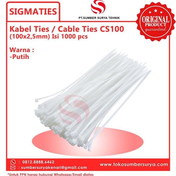 

Diskon! Kabel Ties Sigma CS100 100x2.5mm Putih Mini Pack 1000pcs