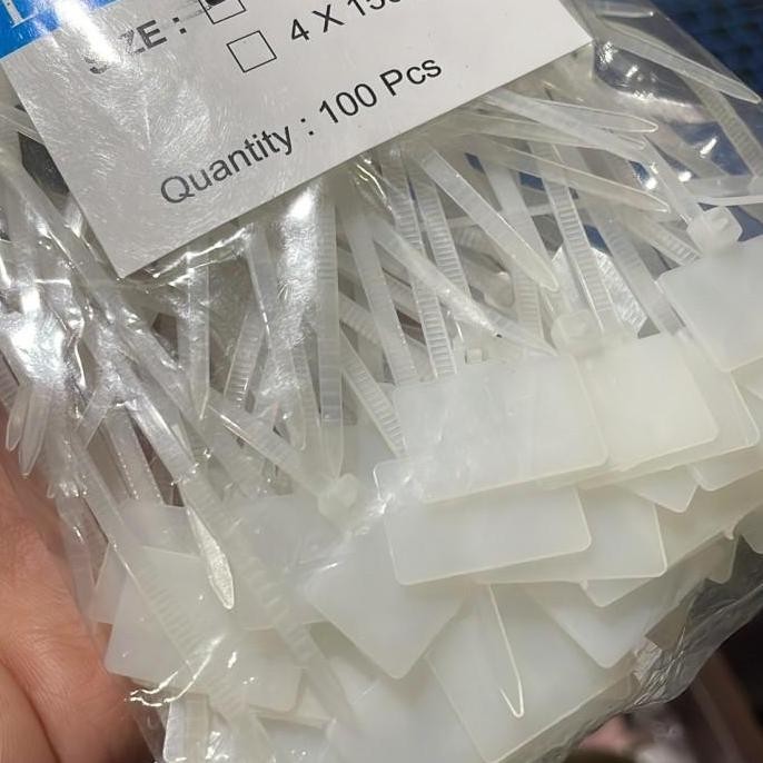 

Diskon! Kabel Ties Label Nylon Putih 10cm Isi 100pcs Tag Penanda Kabel