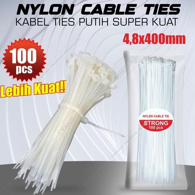 

Diskon! Cable Ties 40cm x 4.8mm Putih - Nylon Cable Tie Panjang Harga Murah