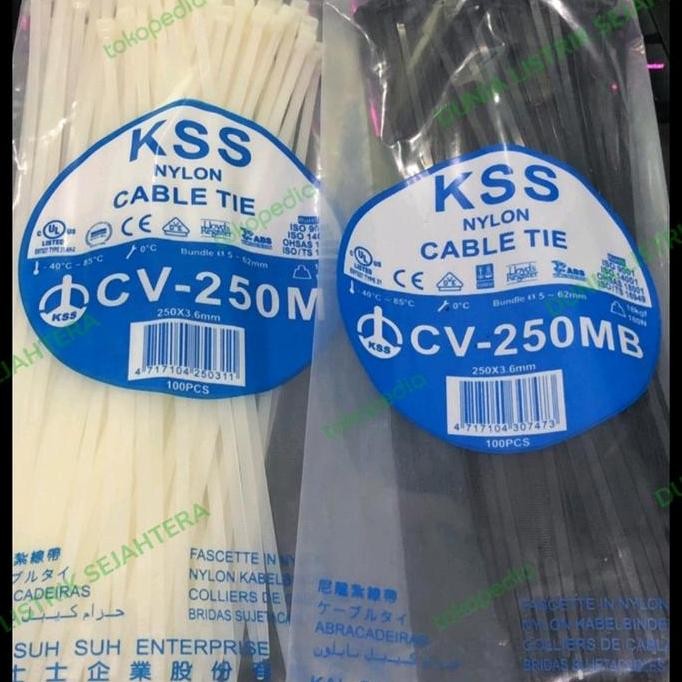 

Diskon! Kabel Ties KSS CV-250 x 3.6mm - Cable Tie Nylon 25cm Putih & Hitam