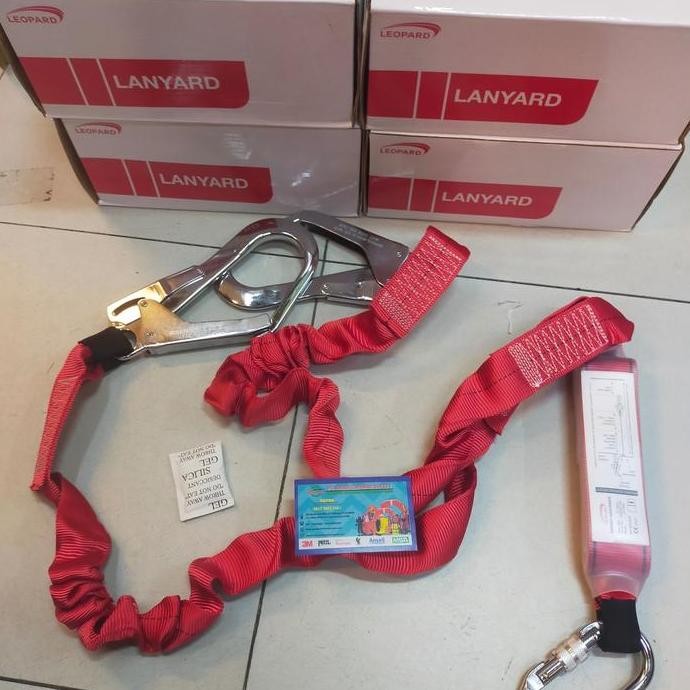 

Lanyard Ganda Elastis Dengan Absorber Leopard Lp 0464 / Double Lanyard New Stok