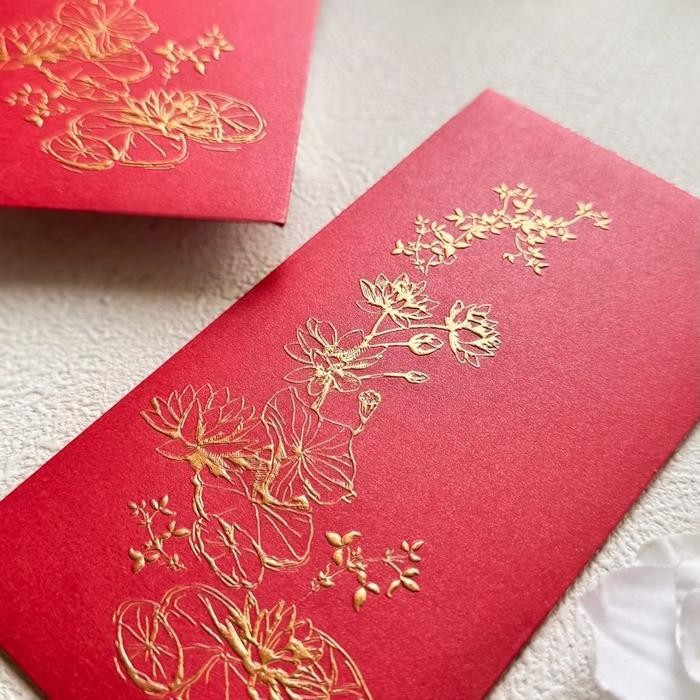 

LFM Angpau Foil & Embos Lotus Paper Jasmine Plasma Red