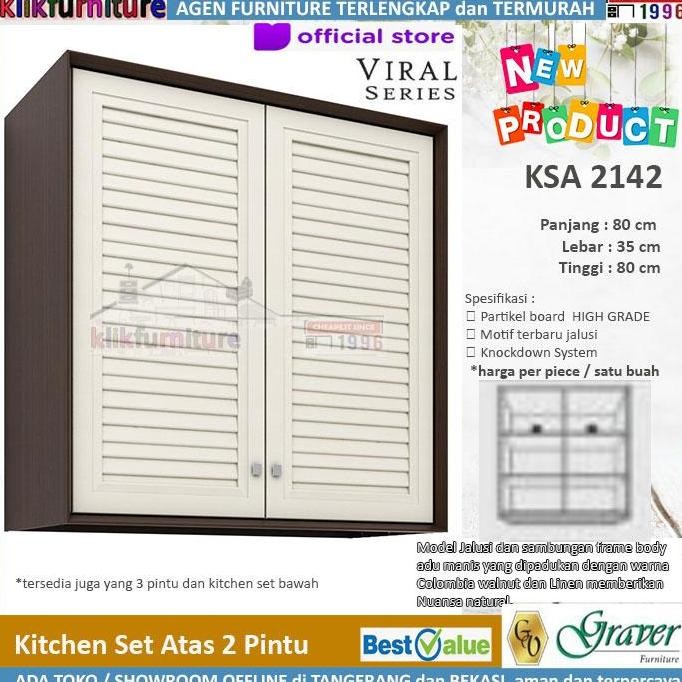 Ksa 2142 Viral Graver Kitchen Set Rak Dapur Atas 2 Pintu