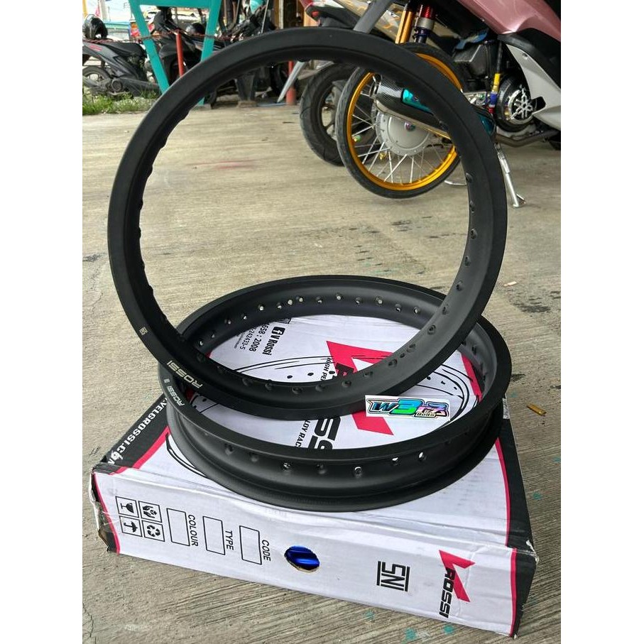 1 BIJI HARGA SATUAN VELG V-ROSSI RING 17 UKURAN 2.15 BLACK DOFF MOTORCYCLE RING ROSSI TAPAK LEBAR OR