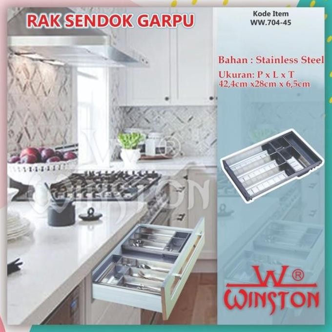 (Allthebest) Rak Sendok Stainless Winston WW.70-40 for Kitchen Set Laci Kabinet