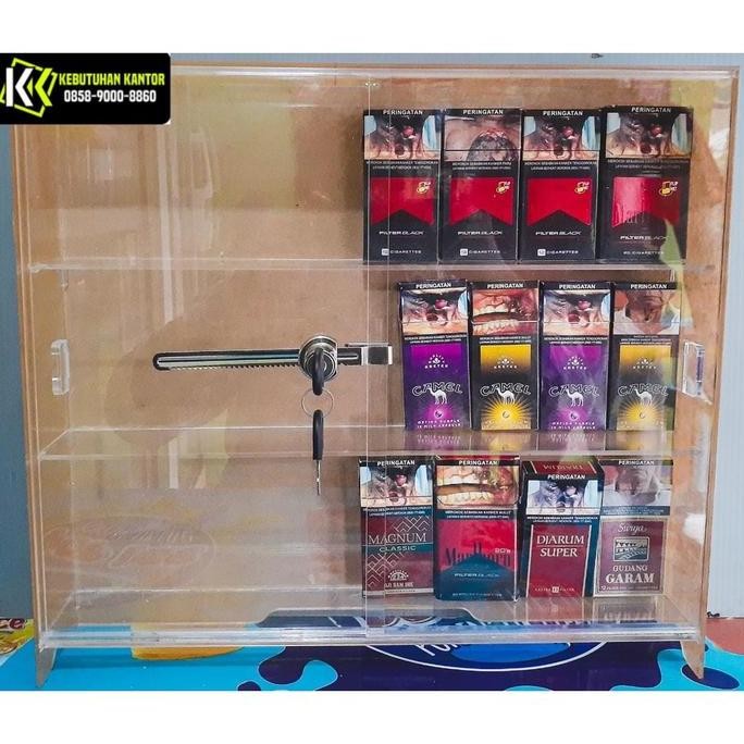 Jual Akrilik Display Rak Lemari Rokok Rak Acrylic Rokok + Kunci ll