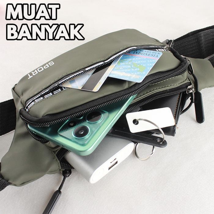 Twb Tas Ikat Pinggang Pria Mini Motif Polos Waitsbag Pria Simple Tas Pinggang Waterproof  Multifungs