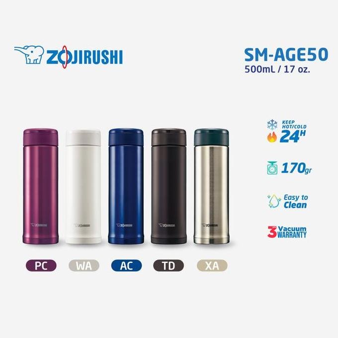 Siap Kirim ZOJIRUSHI SM-AGE50 500ml - Termos Kopi Teh Stainless Steel Original