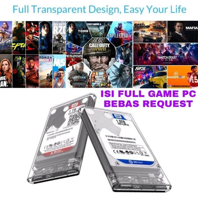 Hardisk Hdd Eksternal Transparent 320Gb 500Gb 1Tb 2Tb Full Game Pc Co