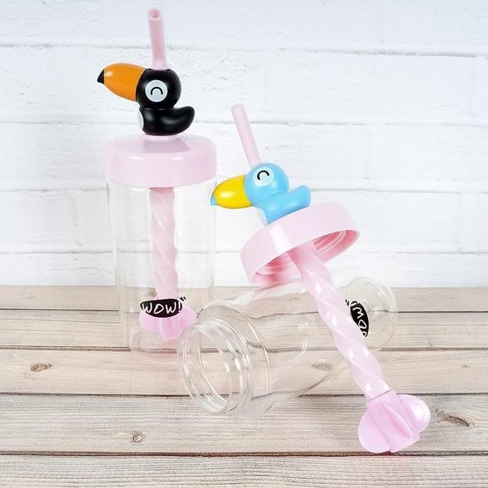 Siap Kirim Tumbler Transparan Flamingo 500ml Botol Minum Unik Estetik Kekinian