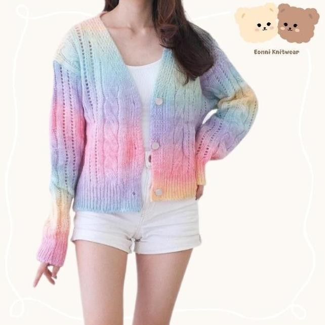 Promo Cardigan Wanita Korea Import Rajut (Rainbow)