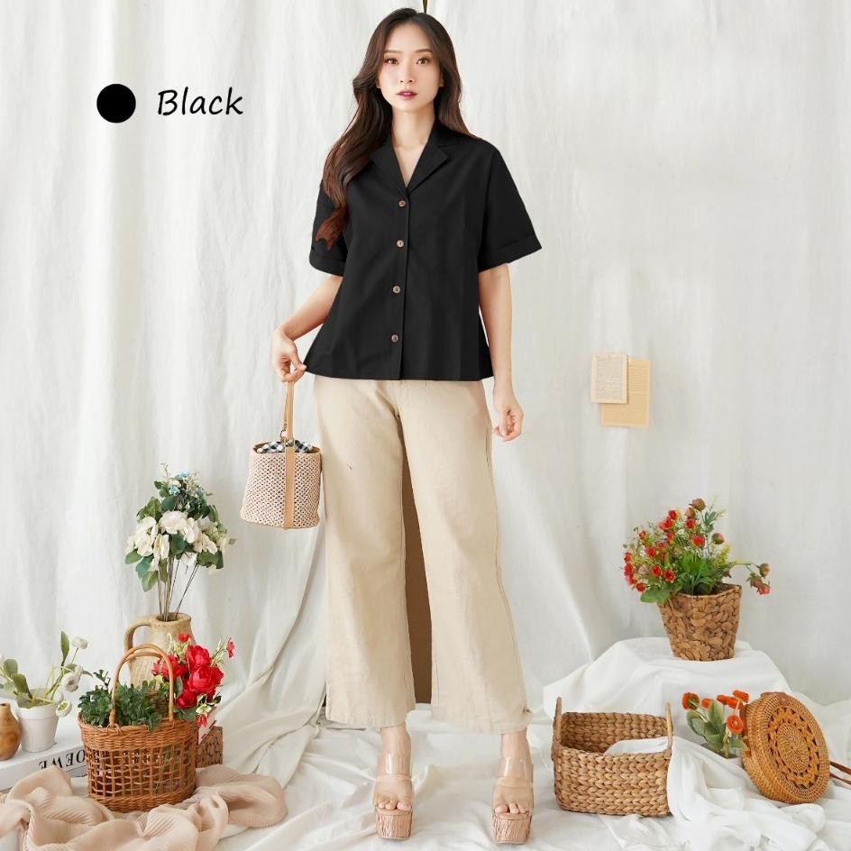 Special Atasan Blouse Wanita Kerah Kemeja Kerja Kantor Kancing Depan Baju Blus Remaja Cewek Korea Ke
