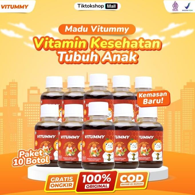 

TERBARU - Madu Vitummy Paket Reseller 10 Botol - Madu Herbal Multivitamin Kesehatan Tubuh Anak Honey Syrup