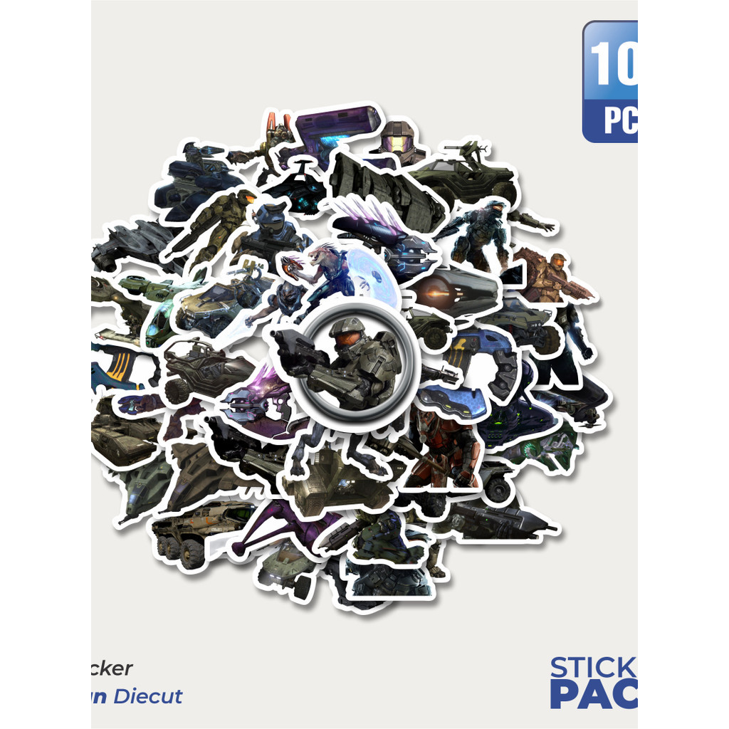 

MURAH 100 PCS Stiker Game Series Halo Karakter Mix 5 Waterproof Aesthetic- Untuk Laptop, Motor, dan Helm - Paper Stationery Pack