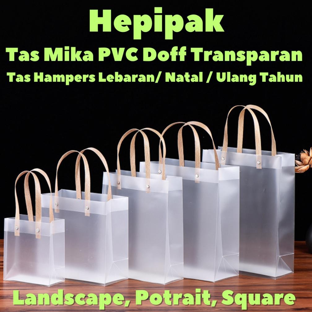 

[Harga 10pcs] Tas Mika PVC Doff Transparan / Tas Hampers Souvenir Natal Ulang Tahun Imlek Premium aSt