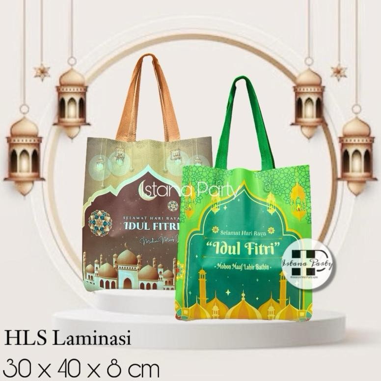 

12 Pacs Tas Souvenir Lebaran / Goodie Bag Idul Fitri Hampers Laminasi M aSt